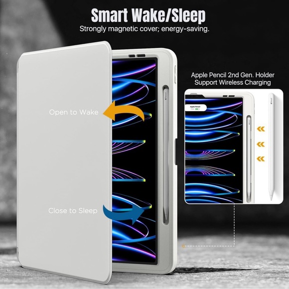 iPad Pro 12.9 Gray Case Built in Pen Holder - Picture 2 of 3